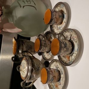 Demitasse Textured White Dragon Set